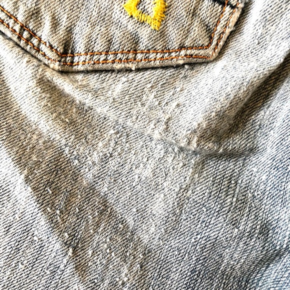 Flare wide leg stretch stone-washed faded denim jeans women’s size 27 26 25 - Picture 6 of 13